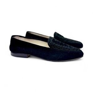 Pancaldi Black Embroidered Loafers Size 8.5 Casual Preppy Academia